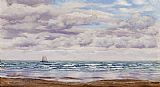 John Brett Gathering Clouds, A Fishing Boat Off The Coast painting